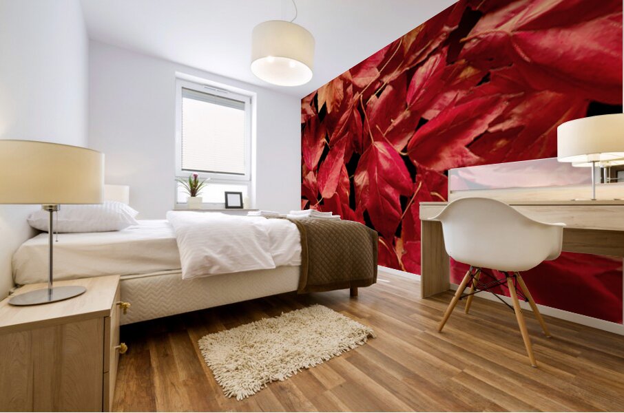 Autumn Red Leaf Panorama Mural print